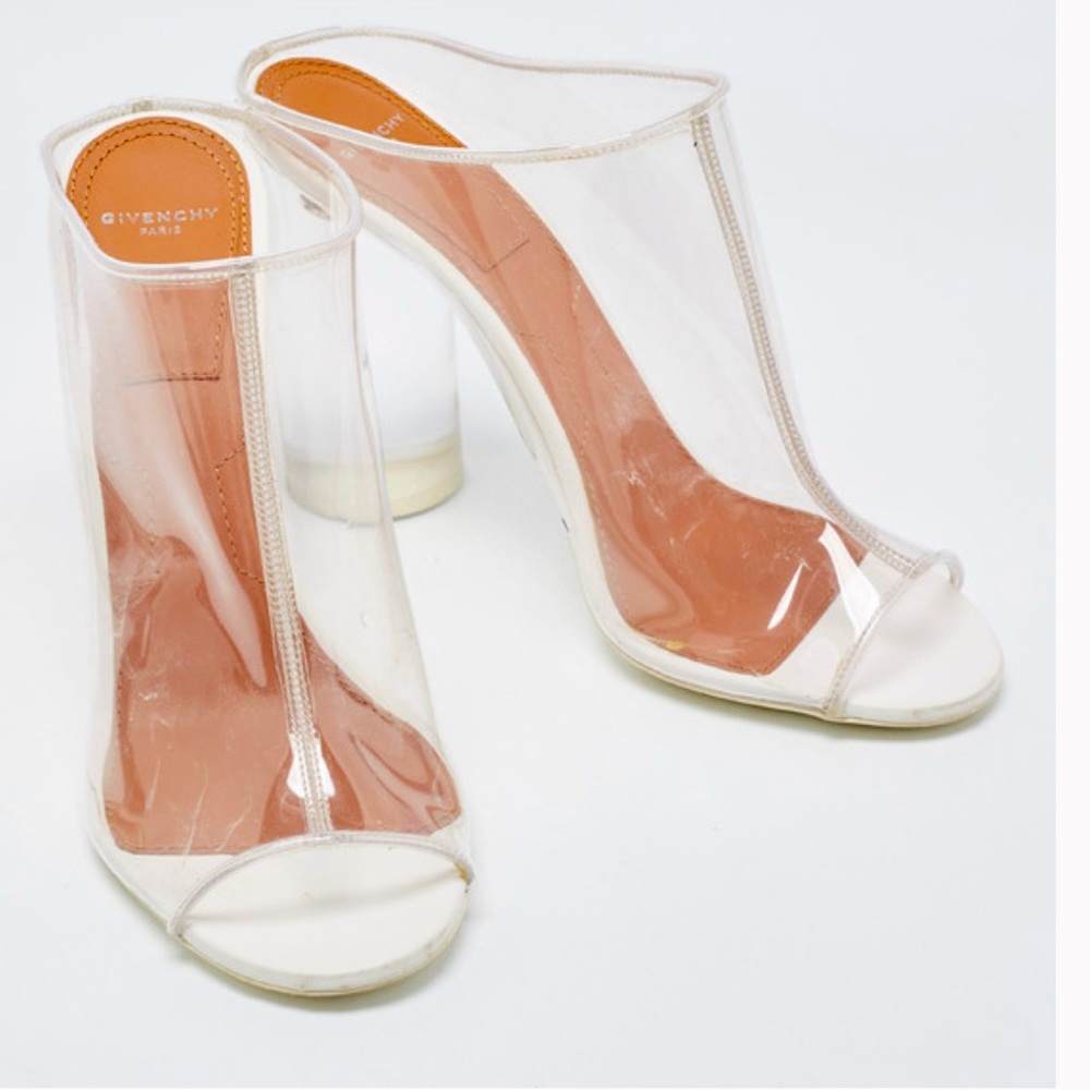 Givenchy Transparent PVC  Heel Peep Toe Mules Size 40